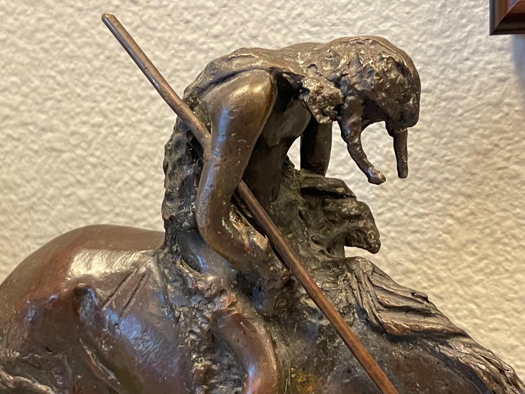 JAMES EARLE FRASER AMERICAN SCULPTOR RESTRIKE BRONZE SCULPTURE END OF THE TRAIL - 3