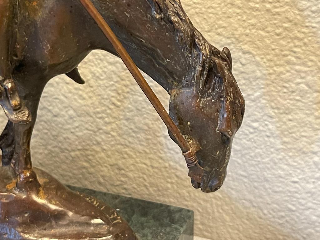 JAMES EARLE FRASER AMERICAN SCULPTOR RESTRIKE BRONZE SCULPTURE END OF THE TRAIL - 4