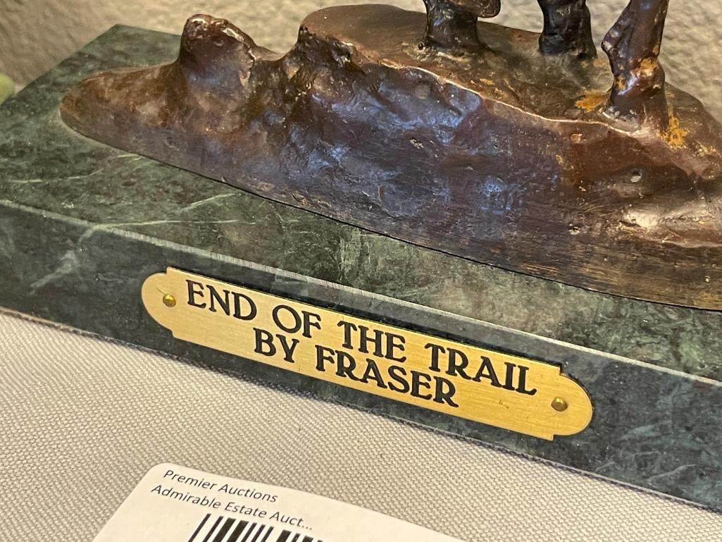 JAMES EARLE FRASER AMERICAN SCULPTOR RESTRIKE BRONZE SCULPTURE END OF THE TRAIL - 5