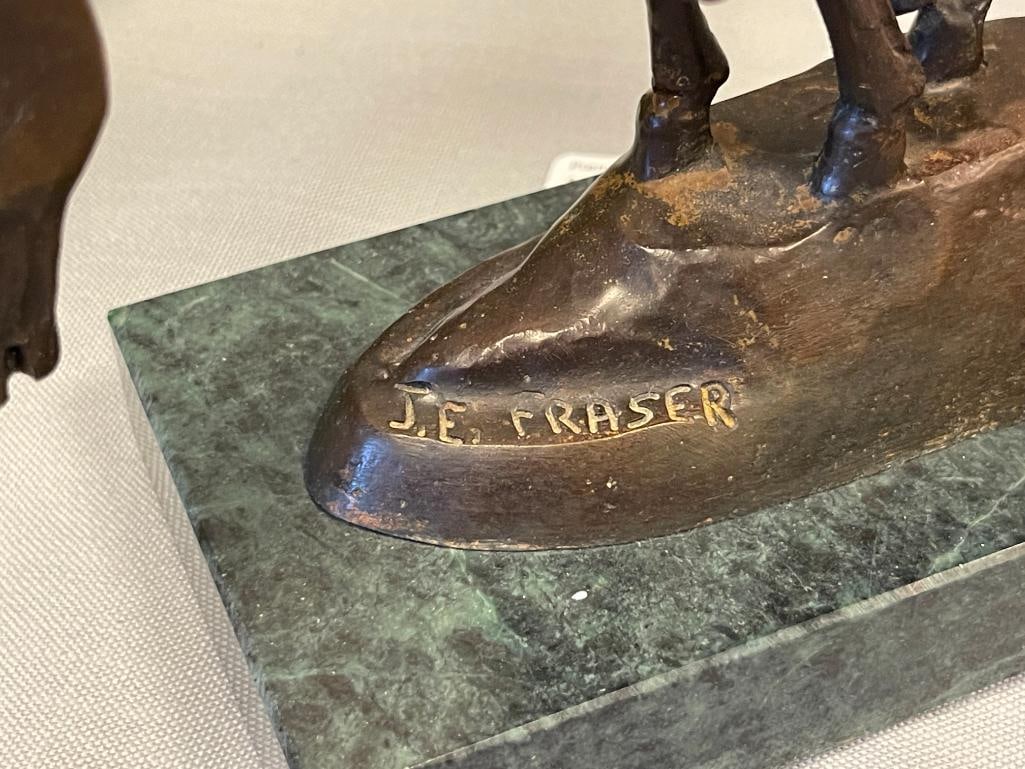 JAMES EARLE FRASER AMERICAN SCULPTOR RESTRIKE BRONZE SCULPTURE END OF THE TRAIL - 8