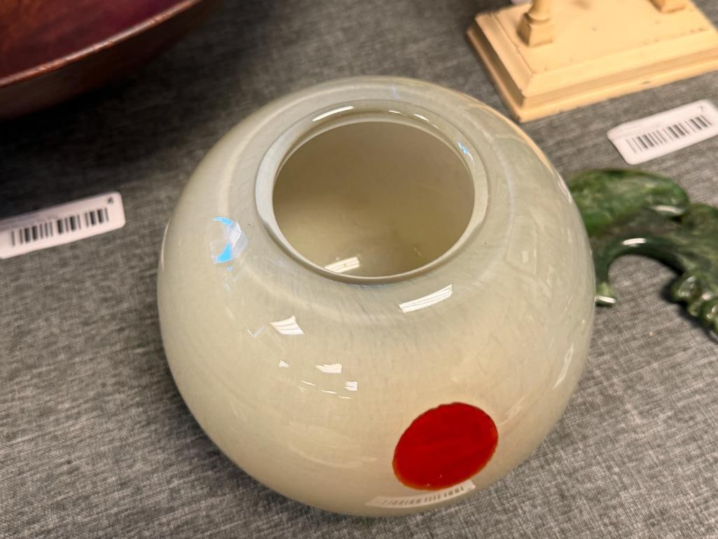 HENRY DEAN MINIMALIST HAND BLOWN ART GLASS FLOWER BOWL - 2