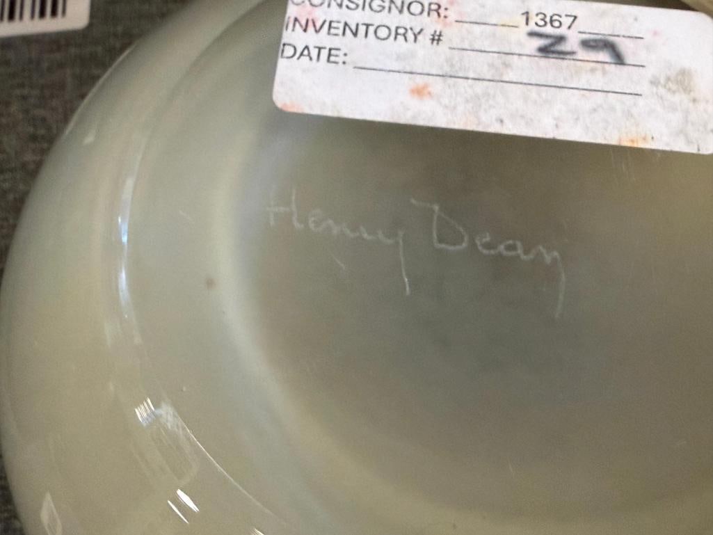 HENRY DEAN MINIMALIST HAND BLOWN ART GLASS FLOWER BOWL - 6