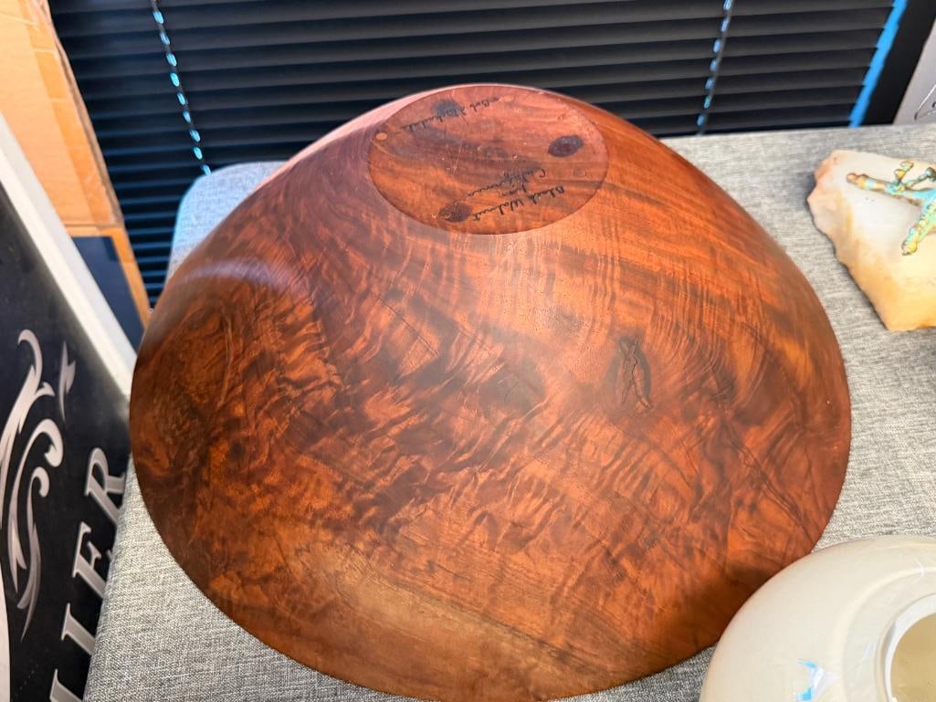 BOB STOCKSDALE AMERICAN WOOD TURNER TURNED BLACK WALNUT FROM CALIFRONIA LARGE BOWL - 5