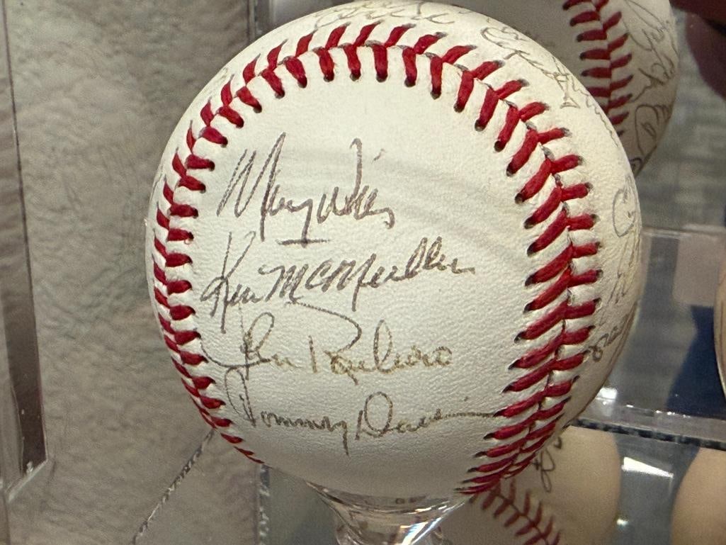 AUTOGRAPHED BASEBALL BY PLAYERS VITA BLUE, CURT FLOOD, TONY OLIVIA, KEN MCMULLEN, TOMMY DAVIS ETC. - 2