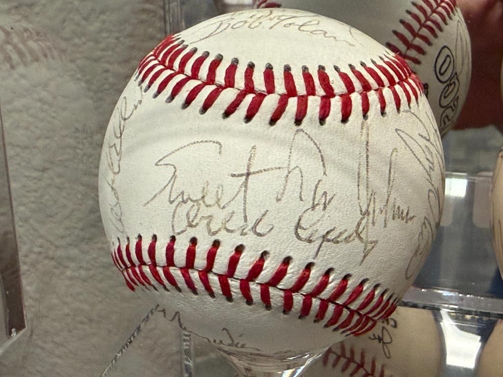 AUTOGRAPHED BASEBALL BY PLAYERS VITA BLUE, CURT FLOOD, TONY OLIVIA, KEN MCMULLEN, TOMMY DAVIS ETC. - 3