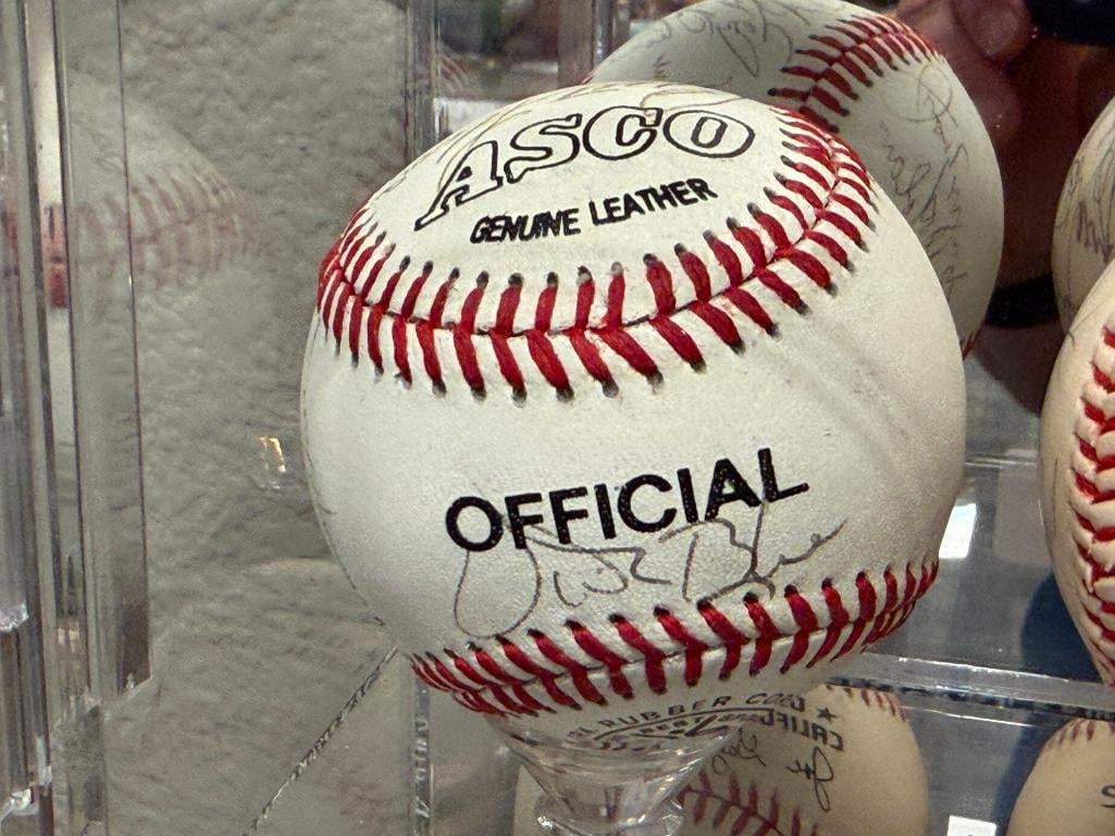 AUTOGRAPHED BASEBALL BY PLAYERS VITA BLUE, CURT FLOOD, TONY OLIVIA, KEN MCMULLEN, TOMMY DAVIS ETC. - 5