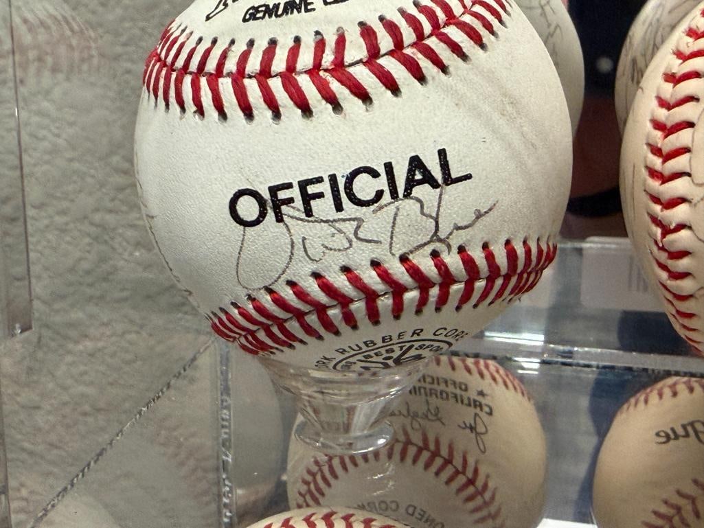 AUTOGRAPHED BASEBALL BY PLAYERS VITA BLUE, CURT FLOOD, TONY OLIVIA, KEN MCMULLEN, TOMMY DAVIS ETC. - 6
