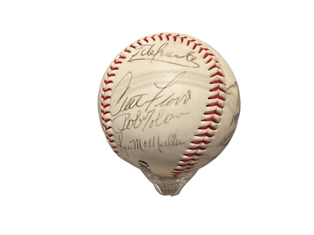 AUTOGRAPHED BASEBALL BY PLAYERS CURT FLOOD, BOB GIBSON, ORLANDO CEPEDA, KEN MCMULLEN, ETC. (1 of 6)