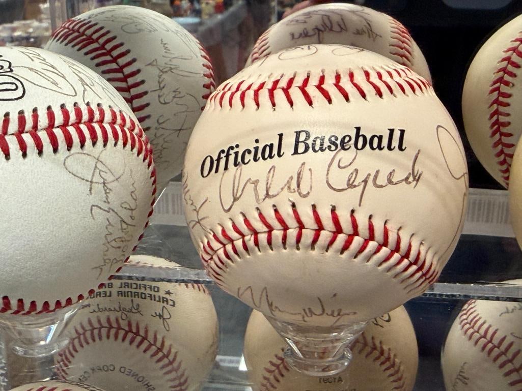 AUTOGRAPHED BASEBALL BY PLAYERS CURT FLOOD, BOB GIBSON, ORLANDO CEPEDA, KEN MCMULLEN, ETC. - 4