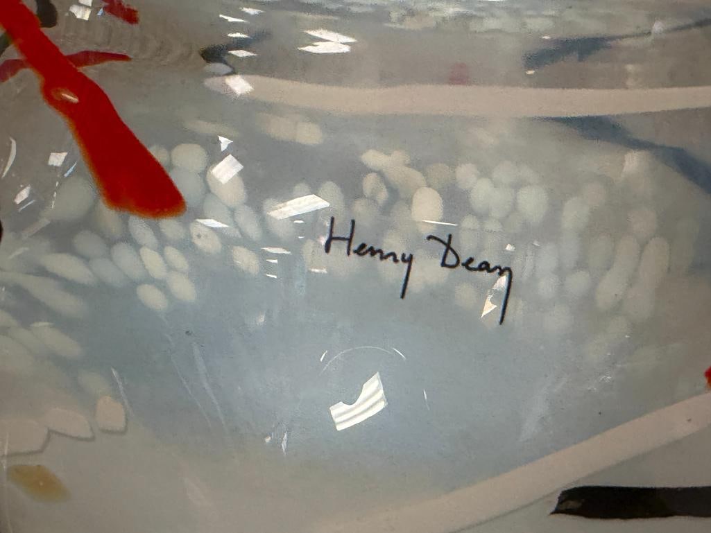 HENRY DEAN MINIMALIST HAND BLOWN ART GLASS LARGE BOWL CONFETTI DESIGN - 5