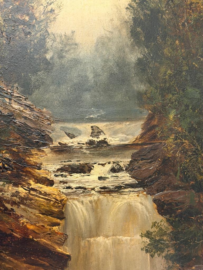 JAMES HAMILTON IRISH PAINTER ORIGINAL OIL ON BOARD SOLOMON'S FALLS WILKES-BARRE ASHLEY, PENNSYLVA... - 2