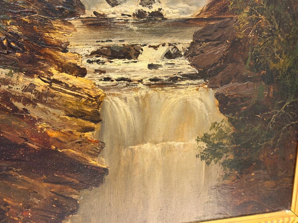 JAMES HAMILTON IRISH PAINTER ORIGINAL OIL ON BOARD SOLOMON'S FALLS WILKES-BARRE ASHLEY, PENNSYLVA... - 3