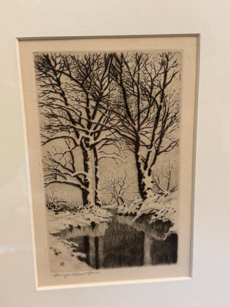 GEORGE ELBERT BURR NOTED AMERICAN ARTIST DRY POINT ETCHING LANDSCAPE - 2