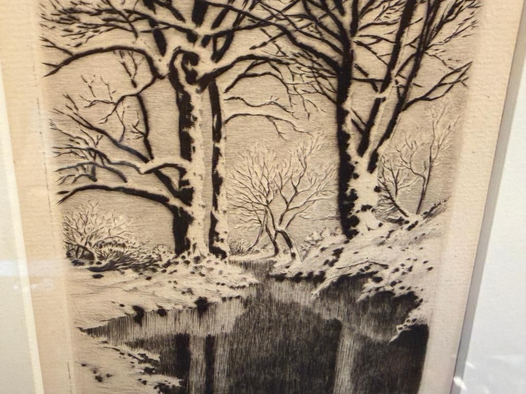 GEORGE ELBERT BURR NOTED AMERICAN ARTIST DRY POINT ETCHING LANDSCAPE - 3