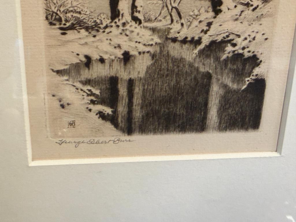 GEORGE ELBERT BURR NOTED AMERICAN ARTIST DRY POINT ETCHING LANDSCAPE - 4