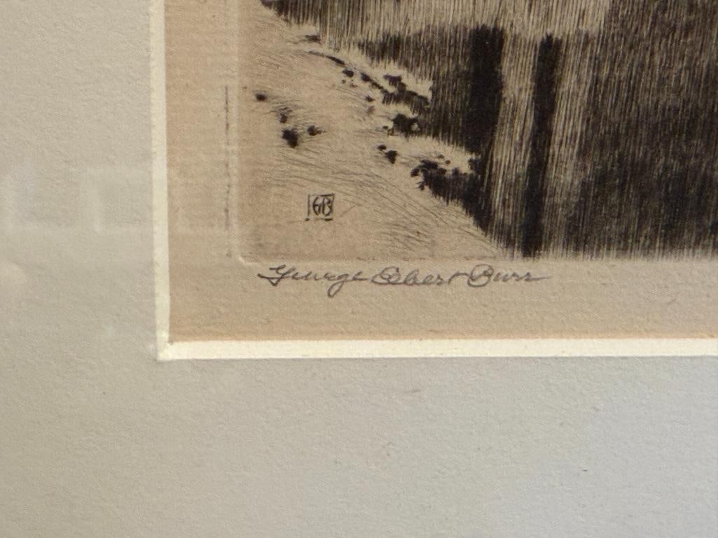 GEORGE ELBERT BURR NOTED AMERICAN ARTIST DRY POINT ETCHING LANDSCAPE - 5