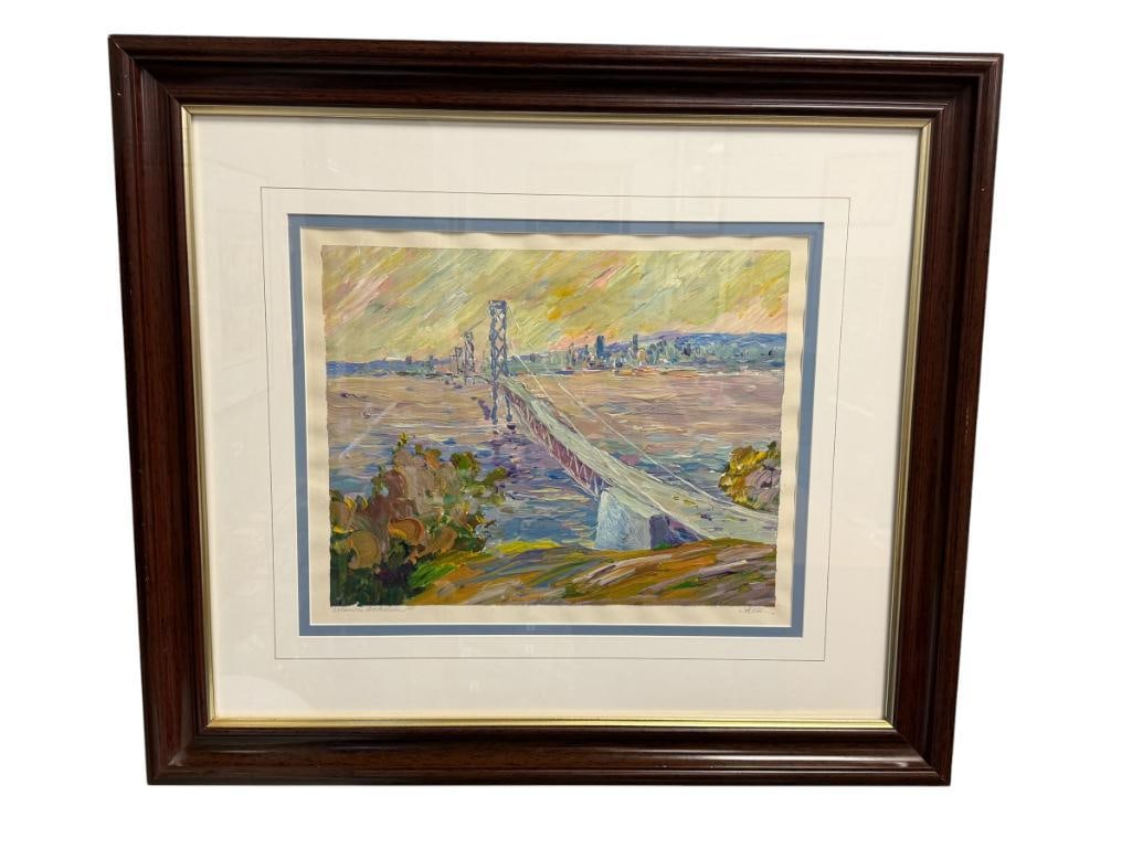 SASHA ORIGINAL ACRYLIC ON PAPER TITLED GEORGE WASHINGTON BRIDGE AMERICAS ART PUBLISHER 1991 (1 of 11)