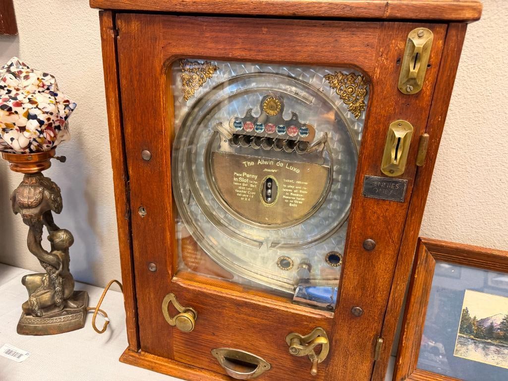 ANTIQUE OLIVER WHALES ALLWIN DE LUXE BRITISH PENNY ARCADE / AMUSEMENT GAME - 2