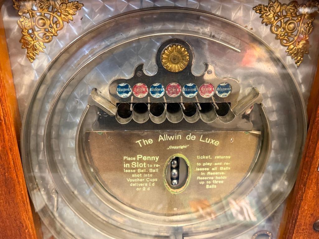ANTIQUE OLIVER WHALES ALLWIN DE LUXE BRITISH PENNY ARCADE / AMUSEMENT GAME - 3