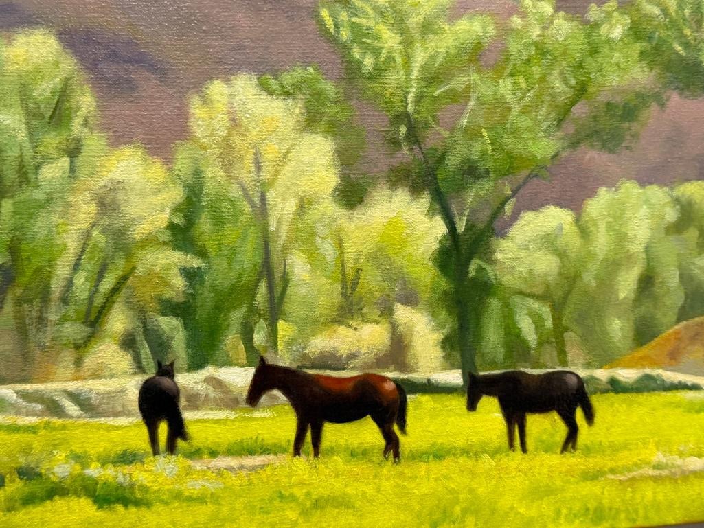 BRIAN DAVIS NEVADA / CALIFORNIA ARTIST ORIGINAL OIL ON CANVAS WILD HORSES LANDSCAPE PAINTING - 3