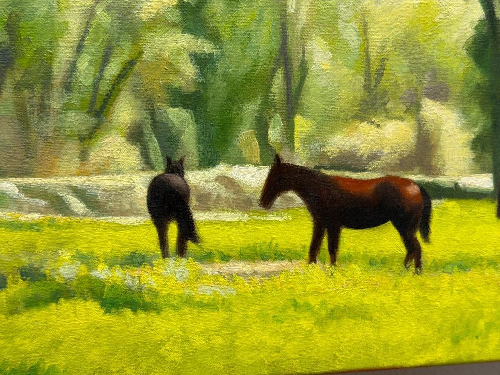 BRIAN DAVIS NEVADA / CALIFORNIA ARTIST ORIGINAL OIL ON CANVAS WILD HORSES LANDSCAPE PAINTING - 4