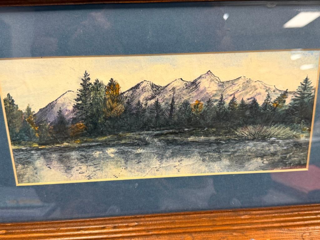 LISA ROSE ORIGINAL INK AND WATERCOLOR MOUNTAIN LANDSCAPE - 2