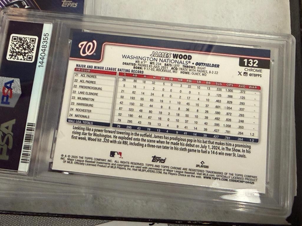PSA / GMA GRADED BASEBALL CARDS JACOBY ELLSBURG, JAMES WOOD, AARON JUDGE, MOOKIE BETTS IN SLABS - 8