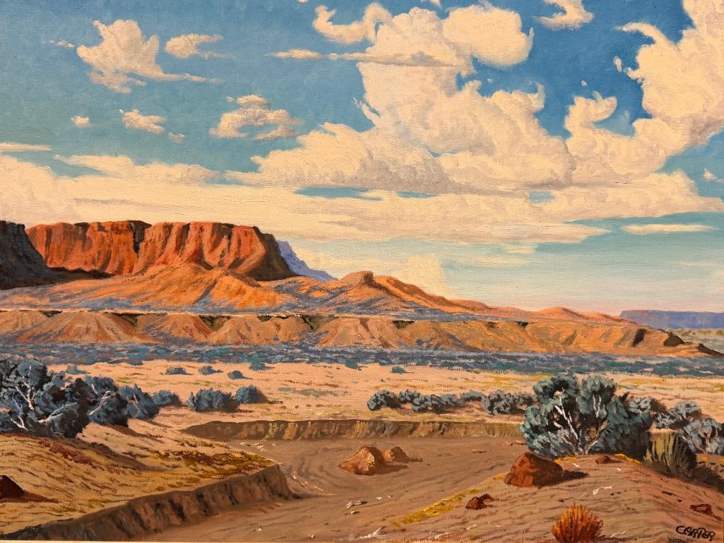 IMPRESSIVE GEORGE CARTER LARGE ORIGINAL OIL ON CANVAS NEVADA DESERT LANDSCAPE PAINTING - 2
