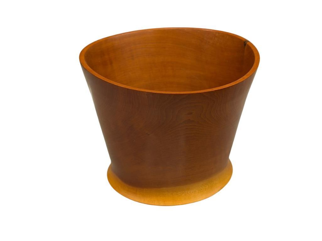 1960'S VINTAGE HAND TURNED TEAK WOODEN BOWL WITH FLARED BASE (1 of 5)