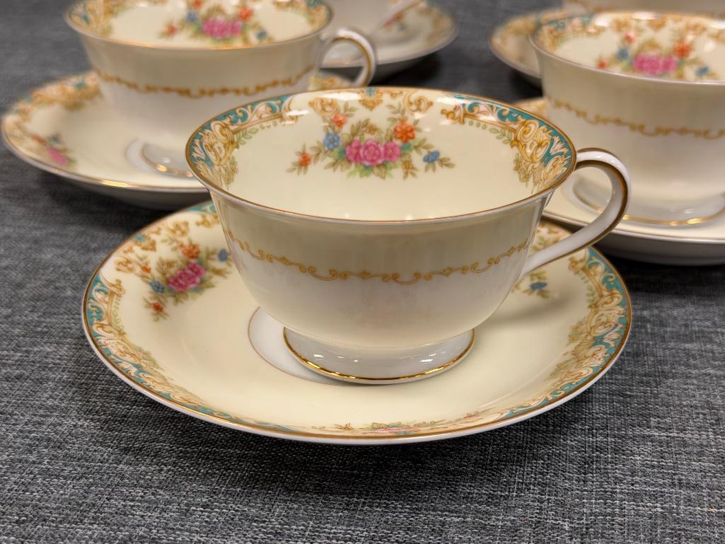 NORITAKE ALVIN TEA CUPS AND SAUCERS SET OF FIVE MADE IN OCCUPIED JAPAN DISCONTINUED - 3