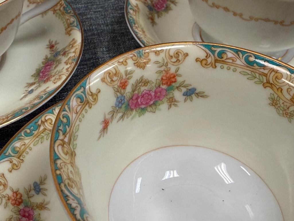 NORITAKE ALVIN TEA CUPS AND SAUCERS SET OF FIVE MADE IN OCCUPIED JAPAN DISCONTINUED - 4
