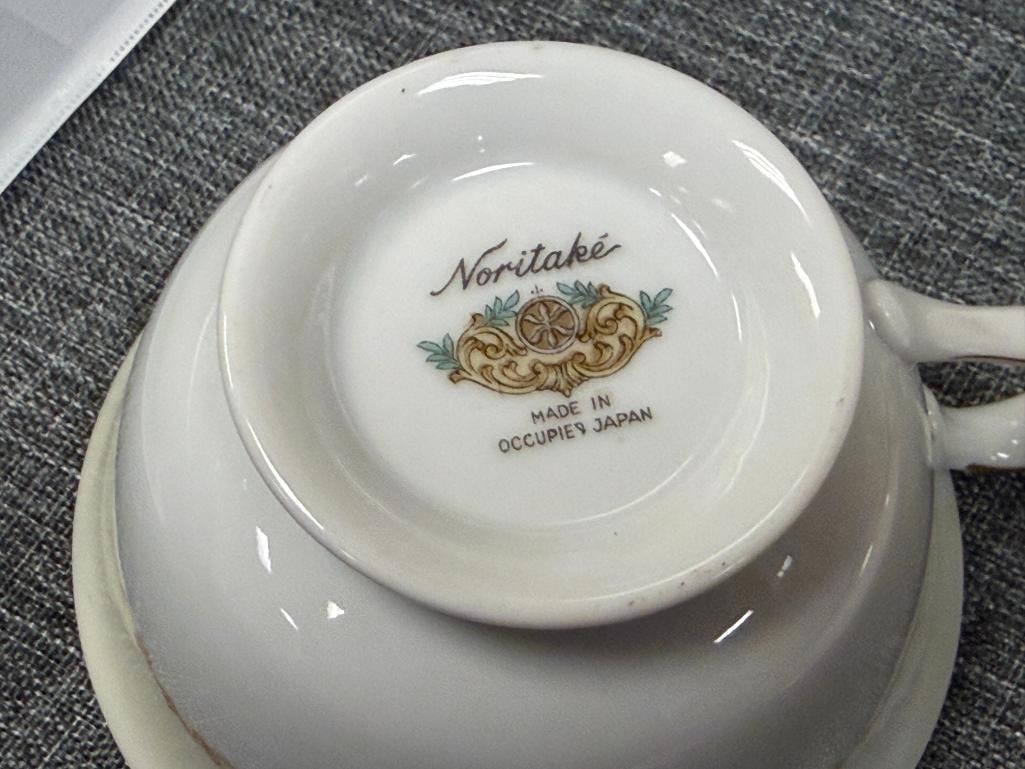 NORITAKE ALVIN TEA CUPS AND SAUCERS SET OF FIVE MADE IN OCCUPIED JAPAN DISCONTINUED - 7