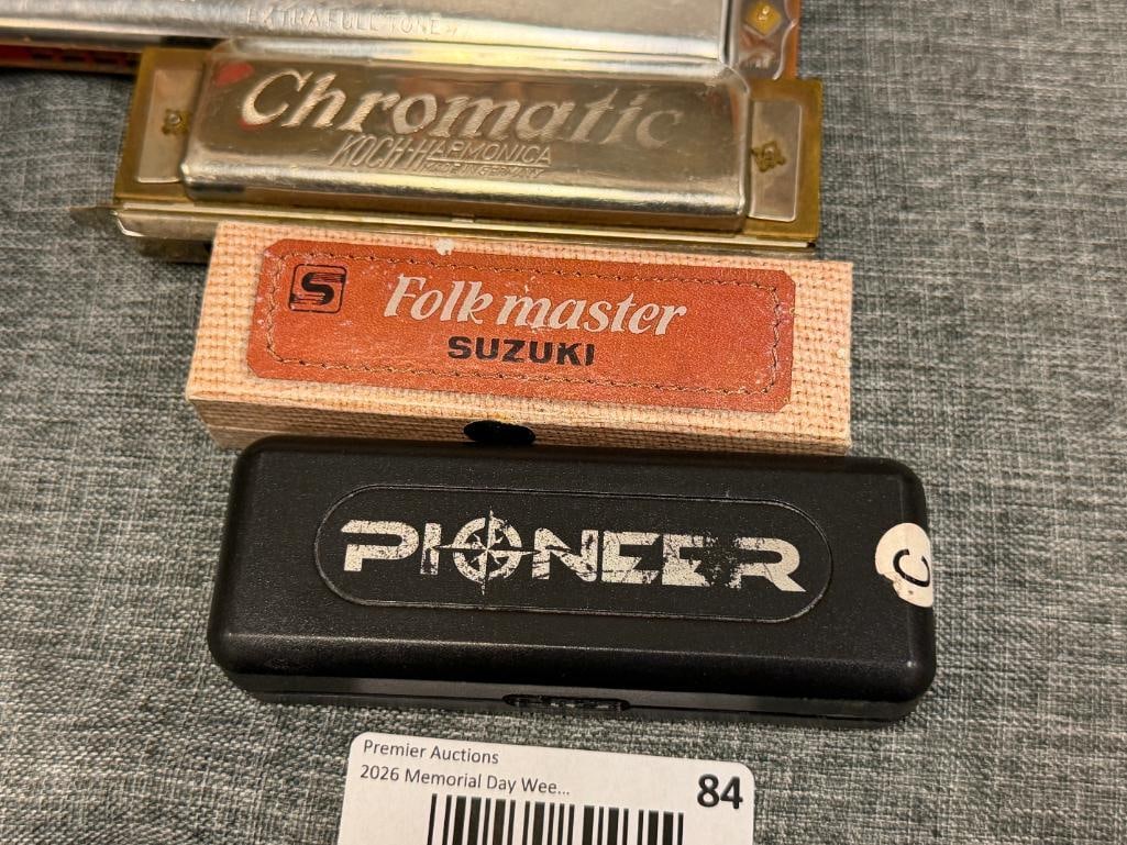SIX VINTAGE HARMONICAS PIONEER HOHNER, SUZUKI, THE AMERICAN ACE, MUSIC MASTER, CHROMATIC KOCH - 2