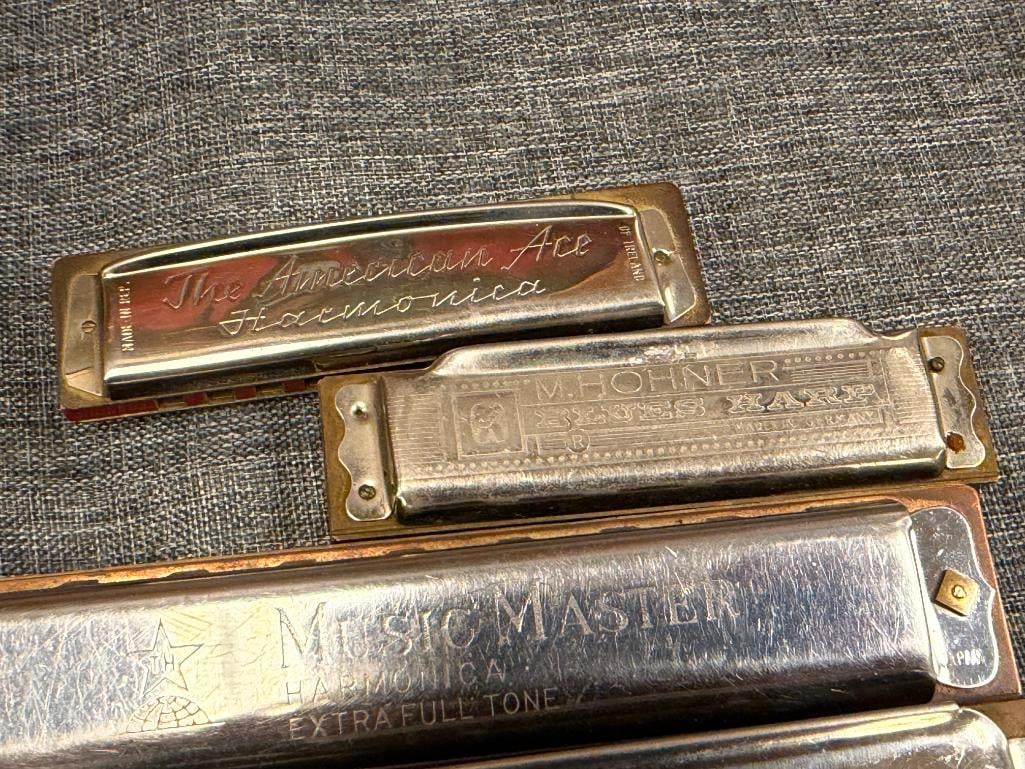 SIX VINTAGE HARMONICAS PIONEER HOHNER, SUZUKI, THE AMERICAN ACE, MUSIC MASTER, CHROMATIC KOCH - 4