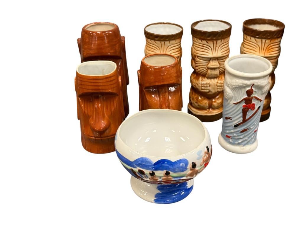 JOHN ASCUAGA'S NUGGET TRADER DICK'S SPARKS, NV TIKI CUPS AND COCKTAIL BOWL (1 of 9)
