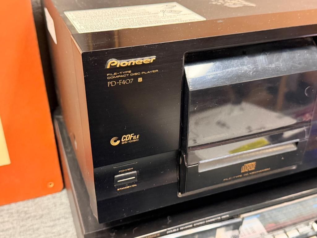 PIONEER COMPACT DISC PLAYER PD-F407 AND FISHER DOUBLE REVERSE CASSETTE DECK CR-W95 - 2