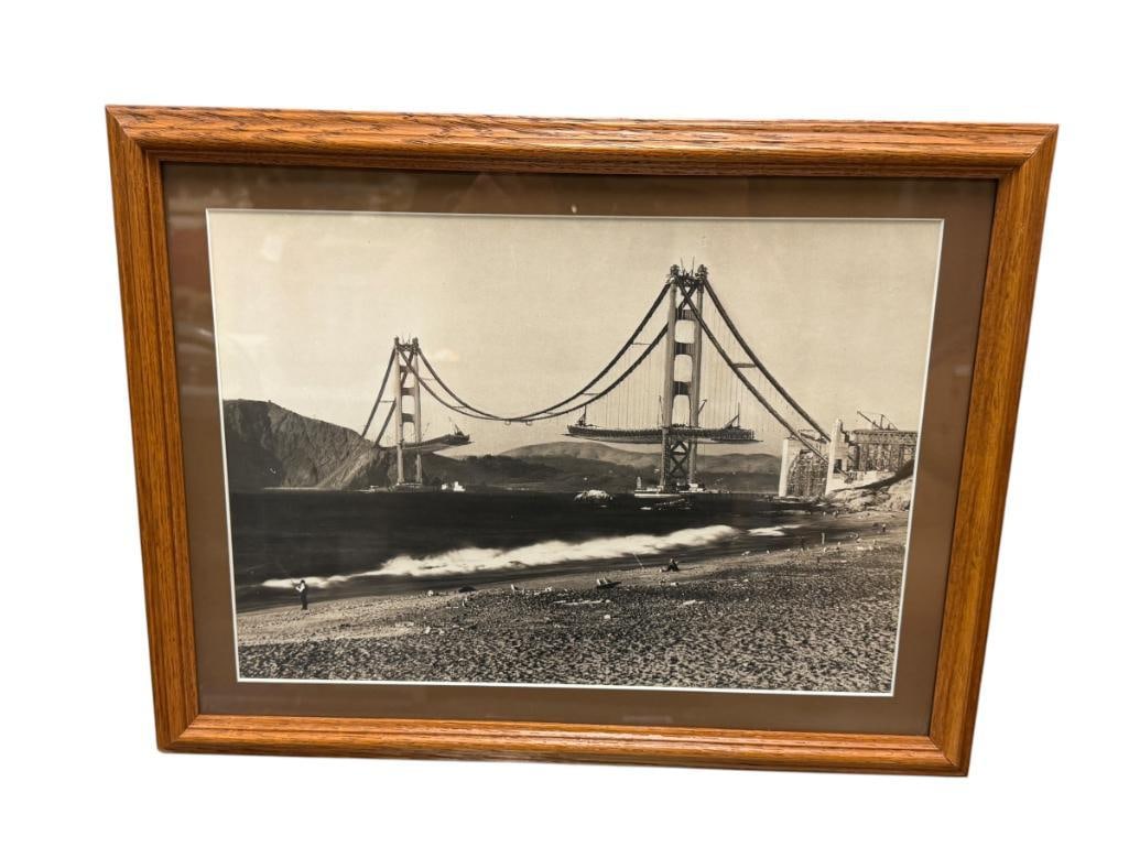 BLACK AND WHITE PHOTOGRAPH DURING THE CONSTRUCTION OF THE GOLDEN GATE BRIDGE CIRCA 1935 (1 of 7)