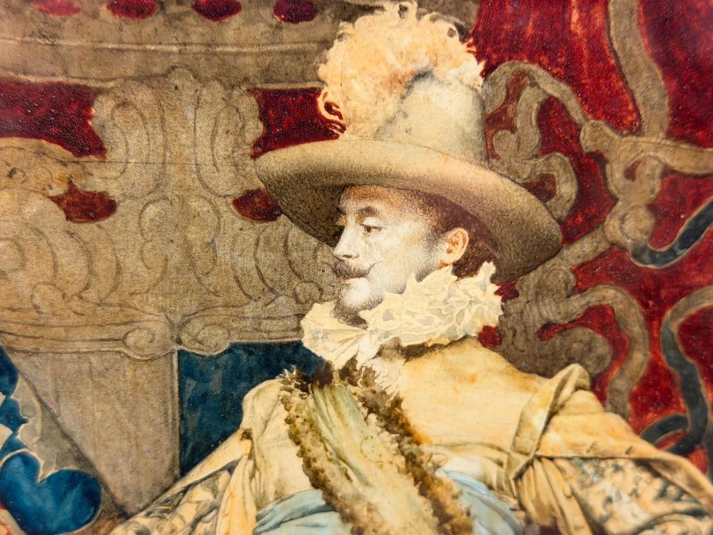 GIUSEPPE SIGNORINI ITALIAN ARTIST ORIGINAL WATERCOLOR ON PAPER OF A CAVALIER OR ROYAL GUARD - 3