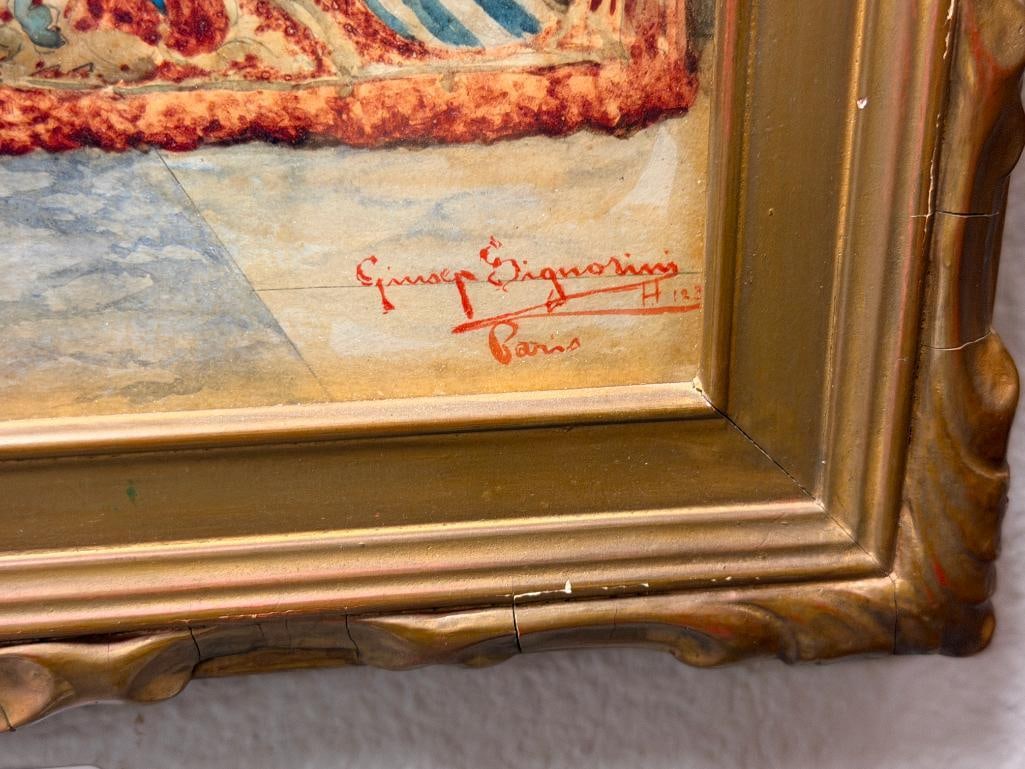 GIUSEPPE SIGNORINI ITALIAN ARTIST ORIGINAL WATERCOLOR ON PAPER OF A CAVALIER OR ROYAL GUARD - 5