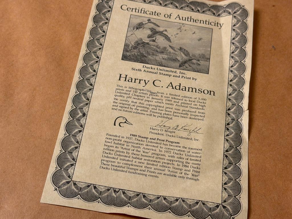 HARRY C. ADAMSON WILDLIFE ARTIST LIMITED EDITION DUCKS UNLIMITED 1989 DUCK STAMP PRINT NO. 2385/5... - 8