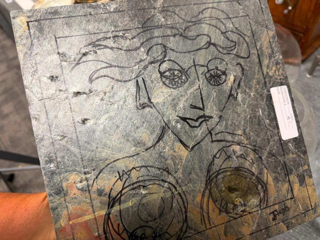 HEAVY GREEN STONE RELIEF TILE WITH PORTRAIT OF A HORSE - 5