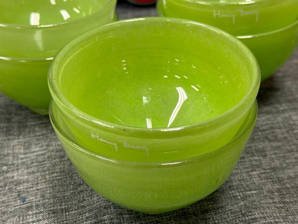 HENRY DEAN MINIMALIST HAND BLOWN ART GLASS INDIVIDUAL BOWLS / FINGER BOWLS - 3