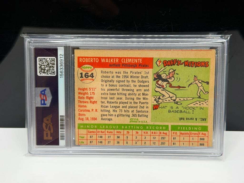 1955 TOPPS #164 ROBERTO CLEMENTE BASEBALL CARD PSA PR 1 (MC) - 7