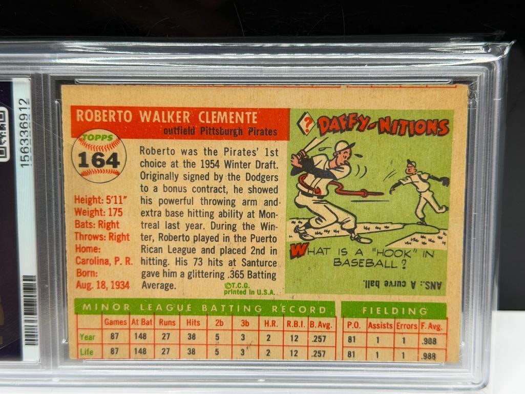 1955 TOPPS #164 ROBERTO CLEMENTE BASEBALL CARD PSA PR 1 (MC) - 8
