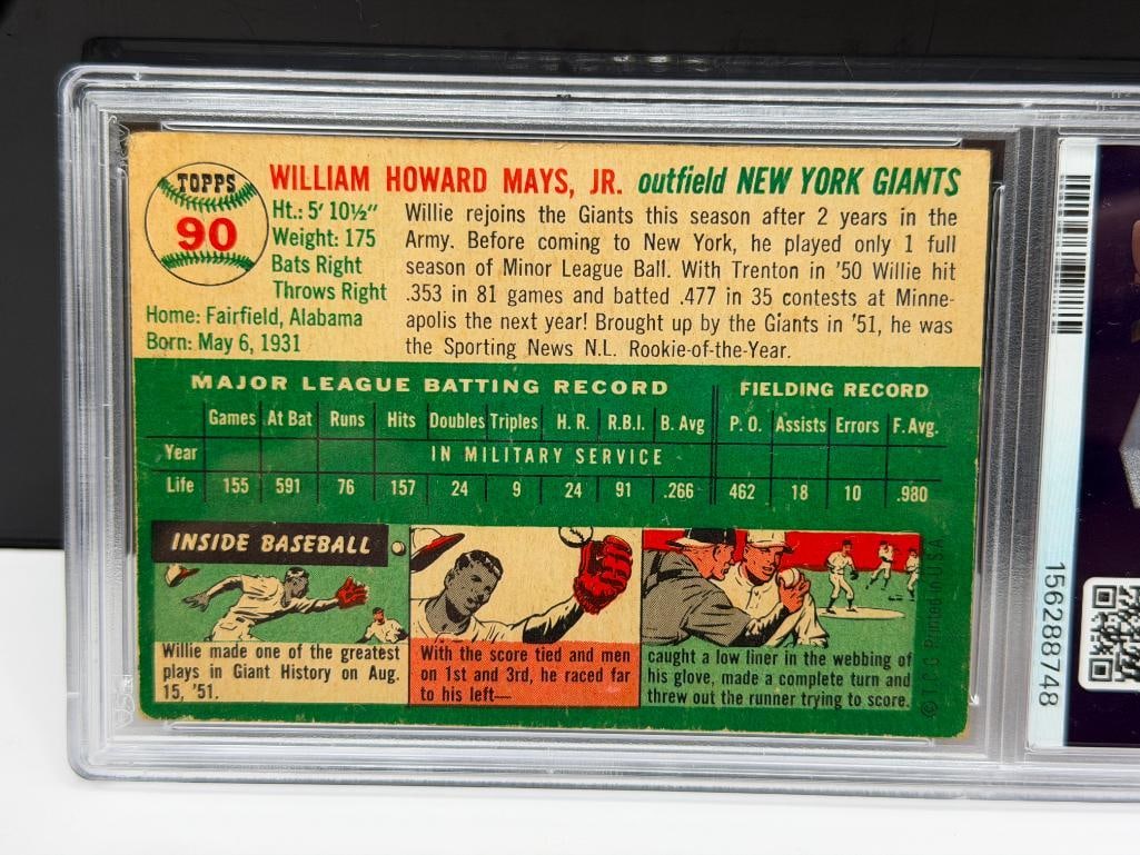 1954 TOPPS #90 WILLIE MAYS BASEBALL CARD PSA GOOD 2 - 7