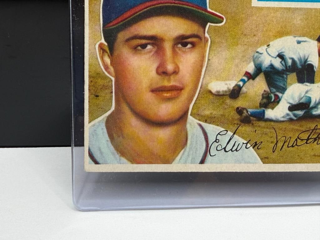 1956 TOPPS #107 ED MATHEWS BASEBALL CARD - 4