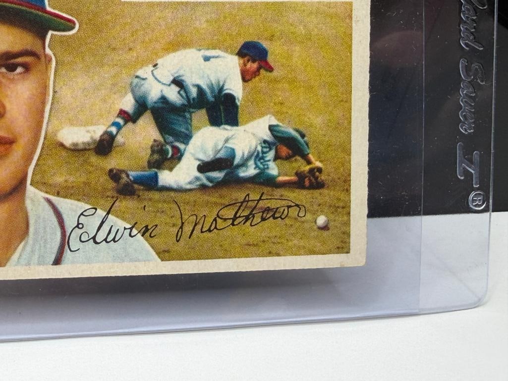 1956 TOPPS #107 ED MATHEWS BASEBALL CARD - 6