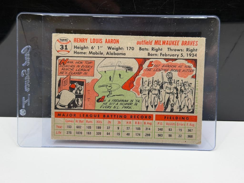 1956 TOPPS #31 HANK AARON BASEBALL CARD - 7