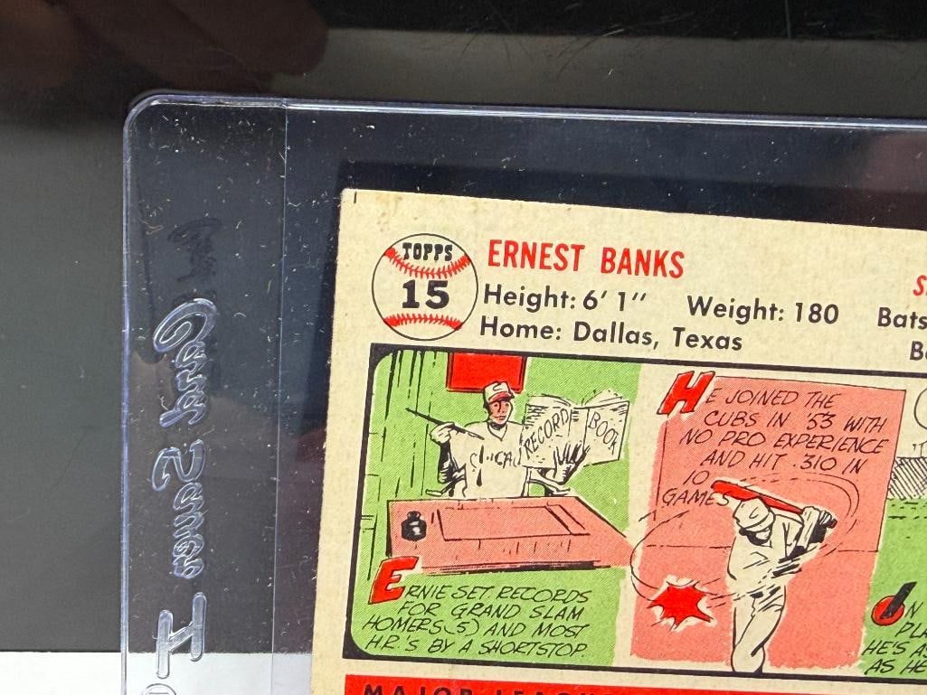 1956 TOPPS #15 ERNIE BANKS BASEBALL CARD - 8