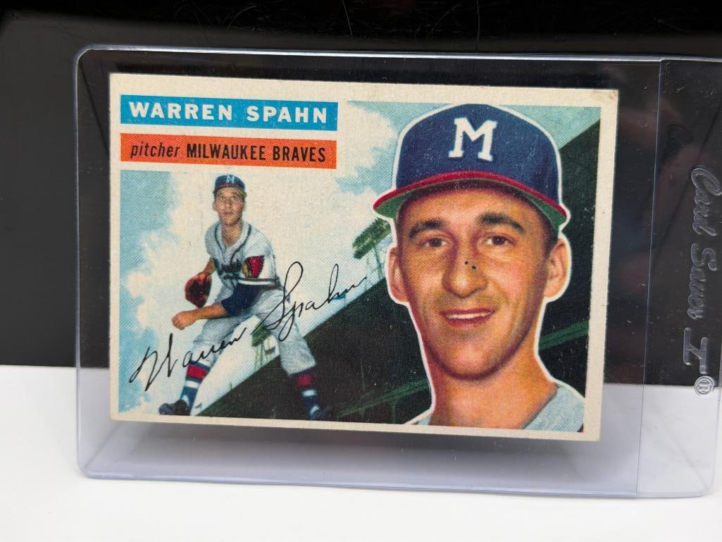 1956 TOPPS #10 WARREN SPAHN BASEBALL CARD - 2